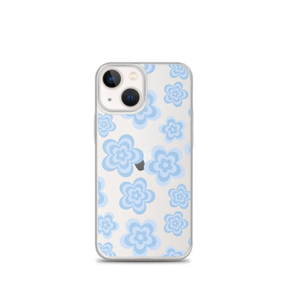 Blue Floral Clear iPhone Case iPhone 13 mini