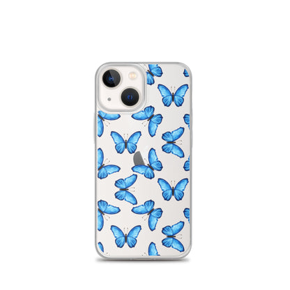 Blue Butterfly Clear iPhone Case iPhone 13 mini