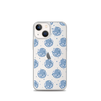 Dark Blue Disco Balls Clear iPhone Case