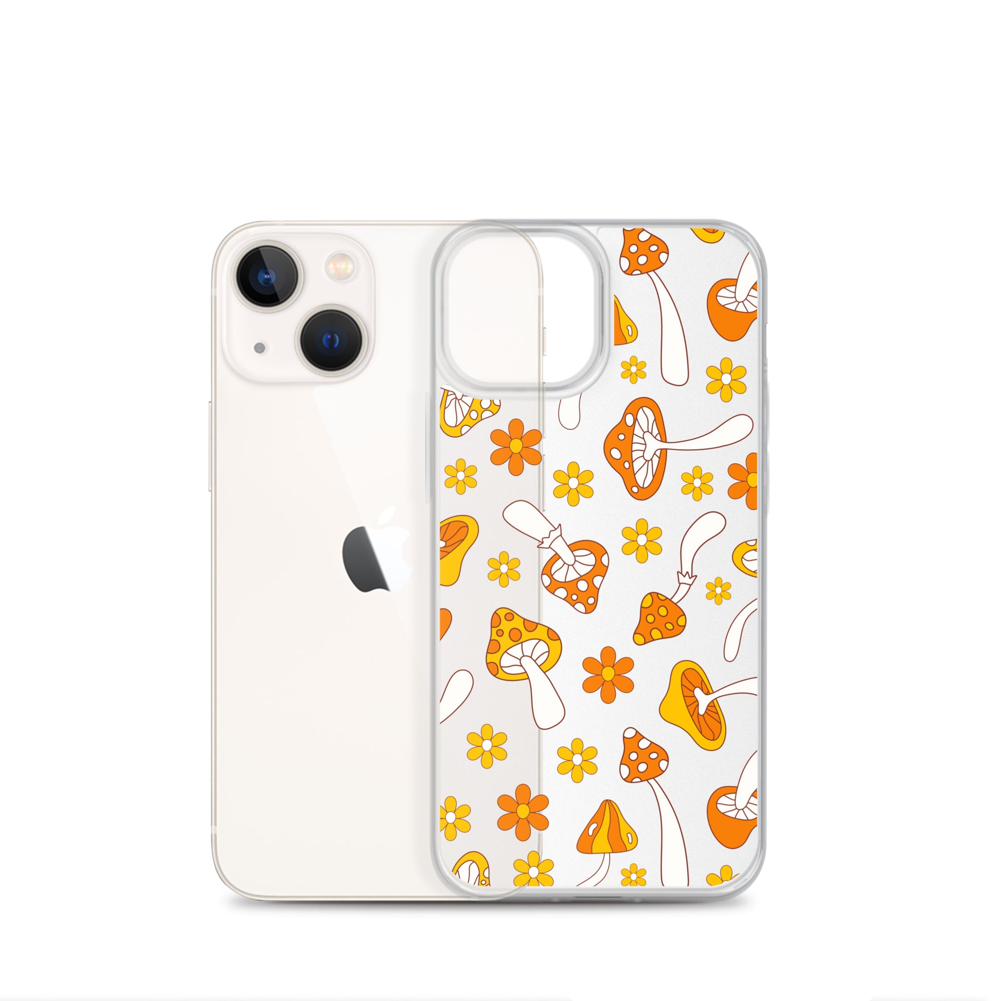 Retro Mushrooms Clear iPhone Case