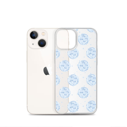 Blue Disco Balls Clear iPhone Case