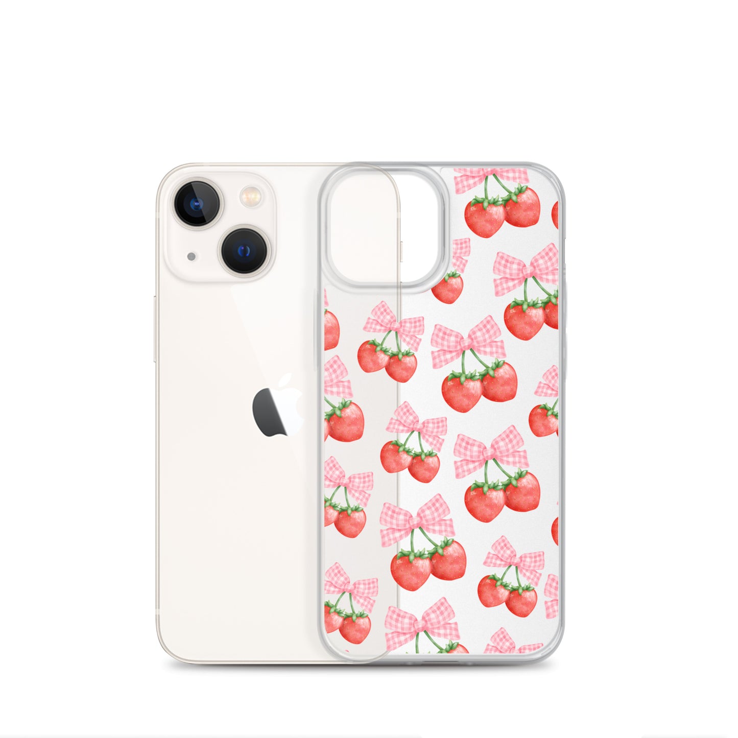 Strawberry Bows Clear iPhone Case