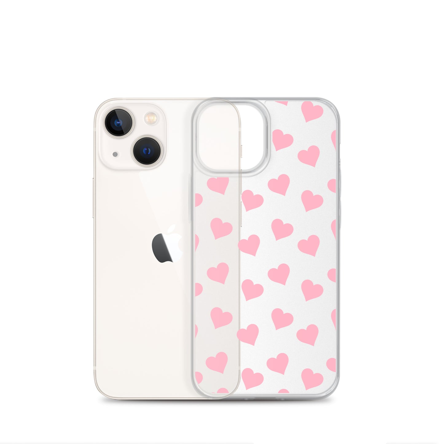 Pink Hearts Clear iPhone Case