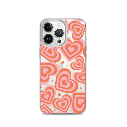 Pink & Red Hearts Clear iPhone Case iPhone 13 Pro