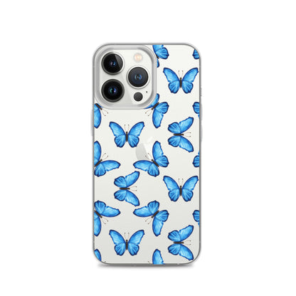 Blue Butterfly Clear iPhone Case iPhone 13 Pro