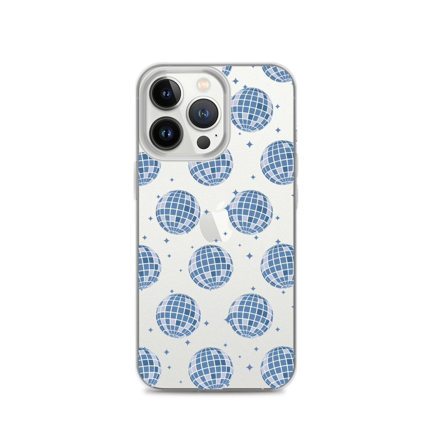 Dark Blue Disco Balls Clear iPhone Case