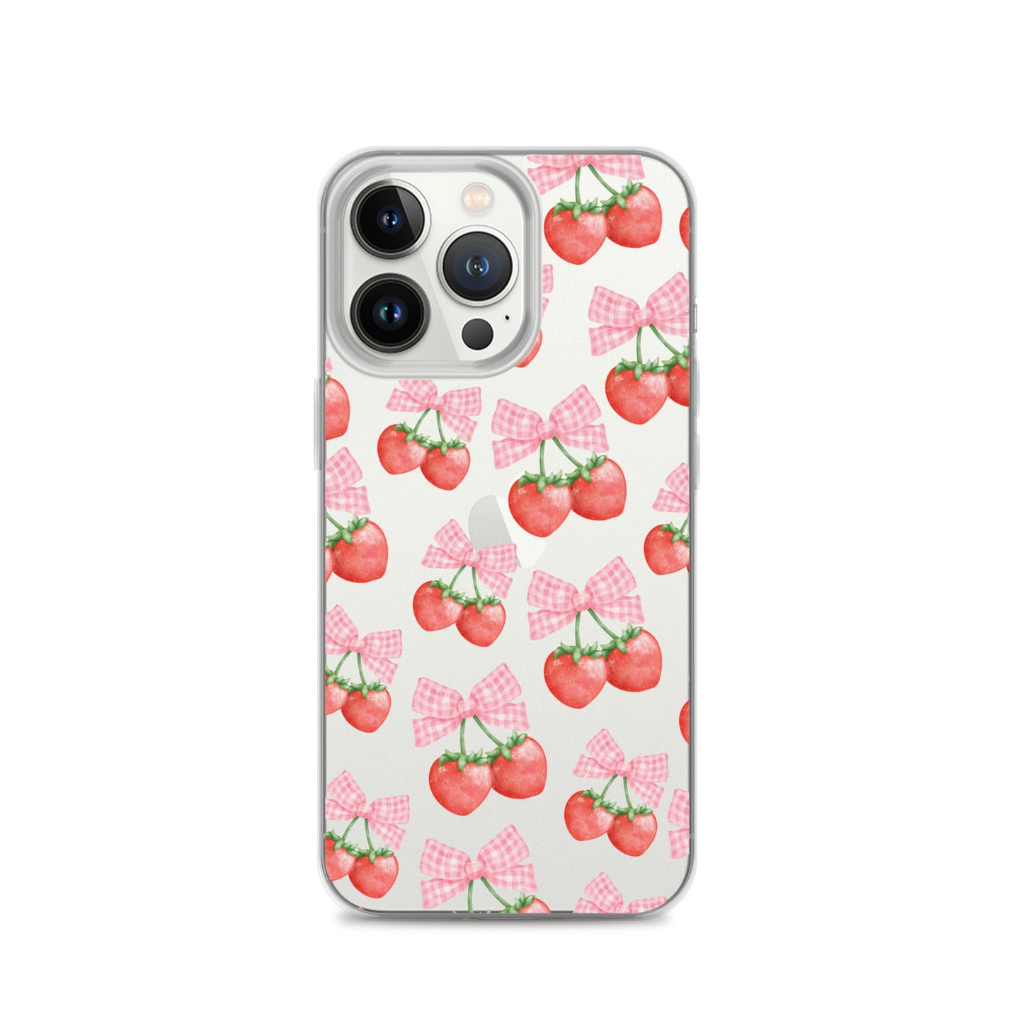 Strawberry Bows Clear iPhone Case