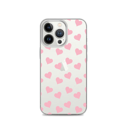 Pink Hearts Clear iPhone Case