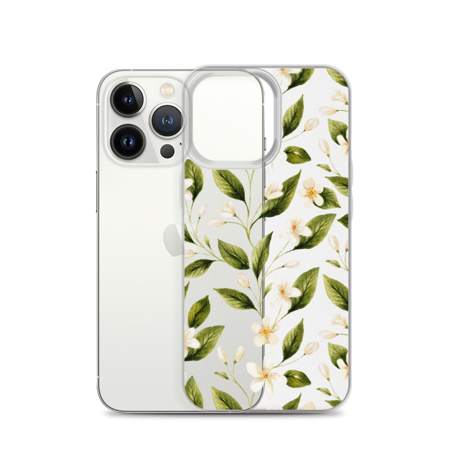 White Floral Clear iPhone Case