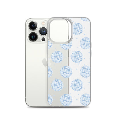 Blue Disco Balls Clear iPhone Case