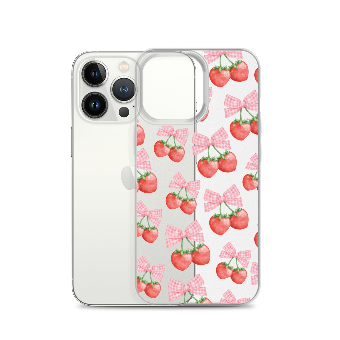 Strawberry Bows Clear iPhone Case