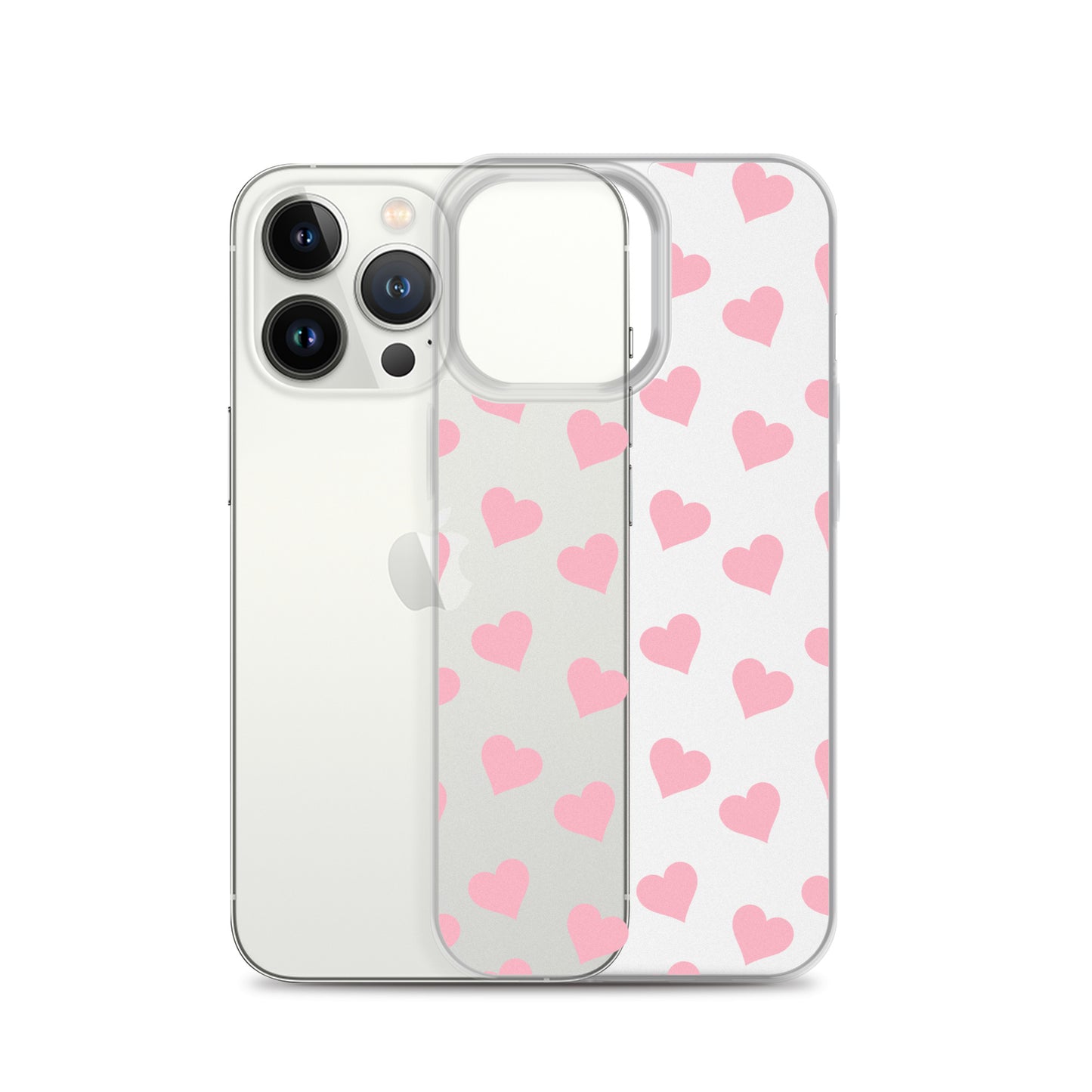 Pink Hearts Clear iPhone Case