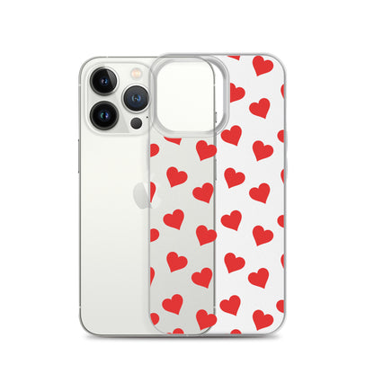 Red Hearts Clear iPhone Case