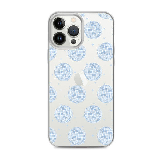 Blue Disco Balls Clear iPhone Case