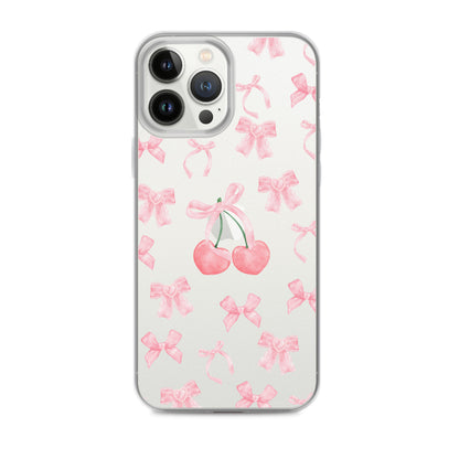 Cherry Bows Clear iPhone Case