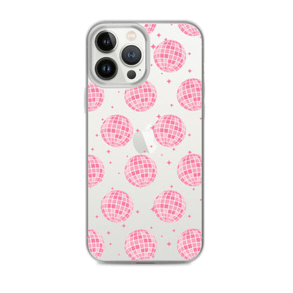 Pink Disco Balls Clear iPhone Case