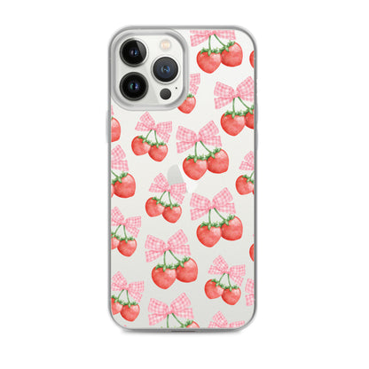 Strawberry Bows Clear iPhone Case