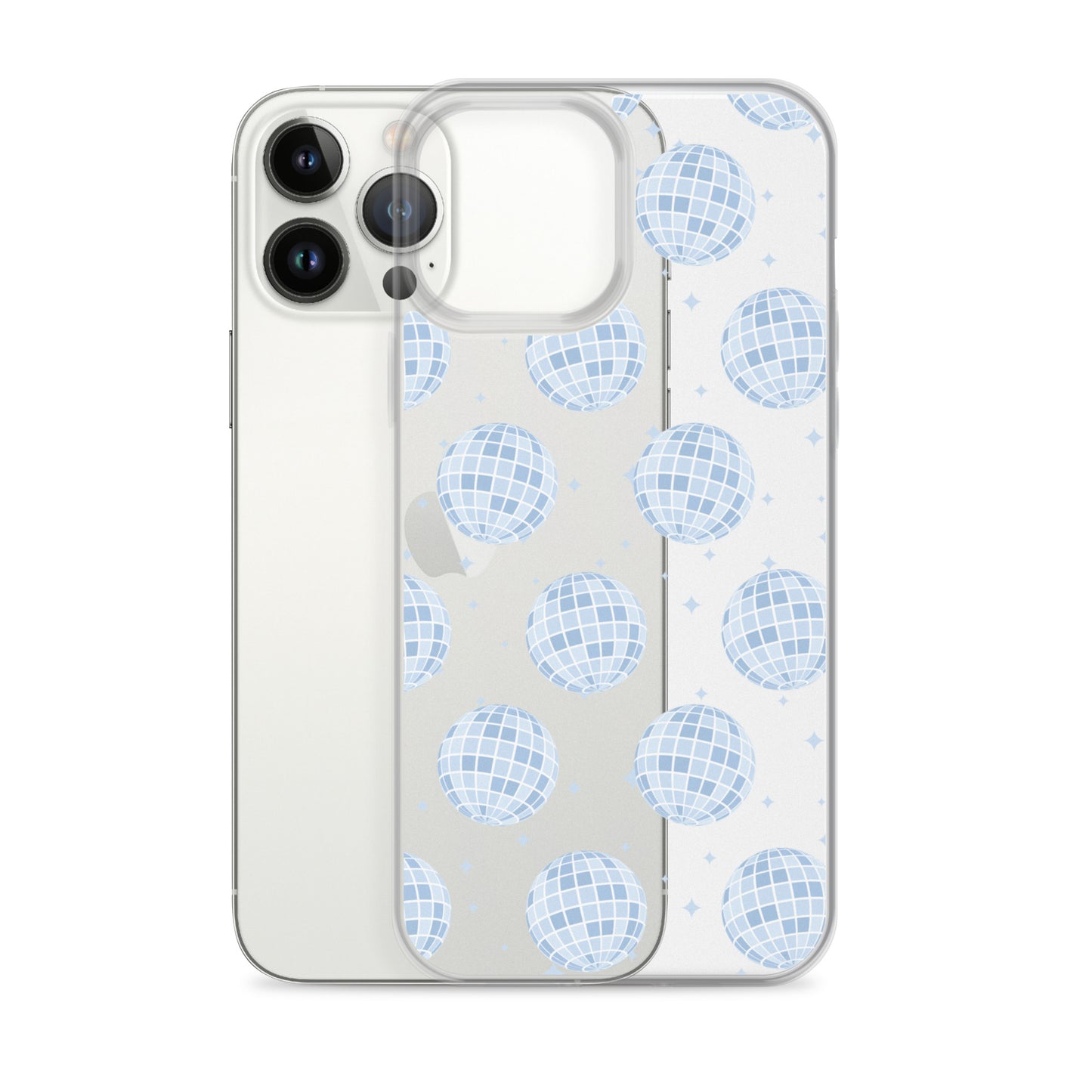 Blue Disco Balls Clear iPhone Case