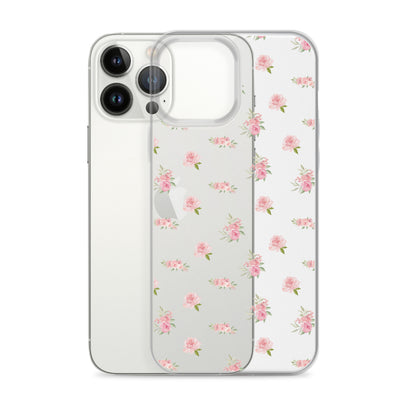 Pink Vintage Roses Clear iPhone Case