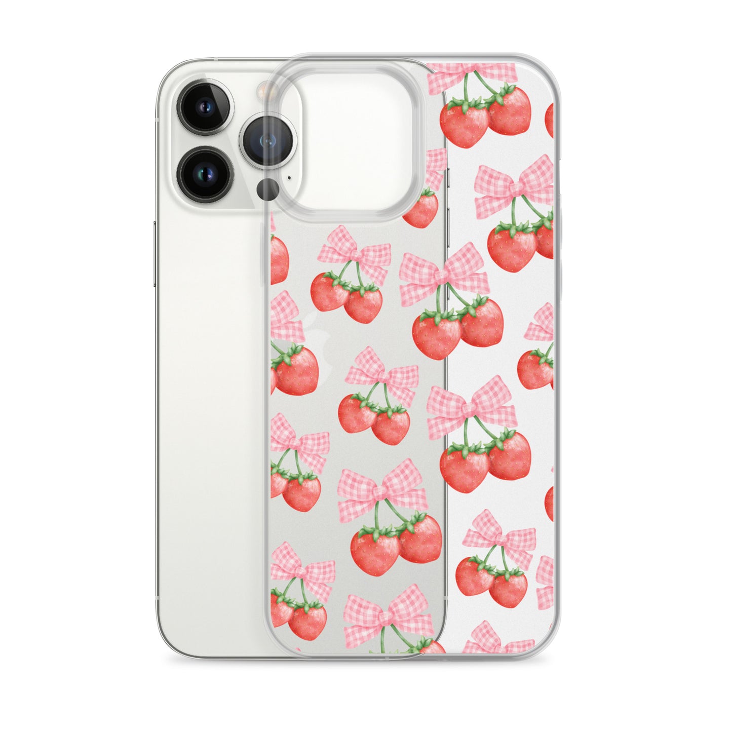 Strawberry Bows Clear iPhone Case