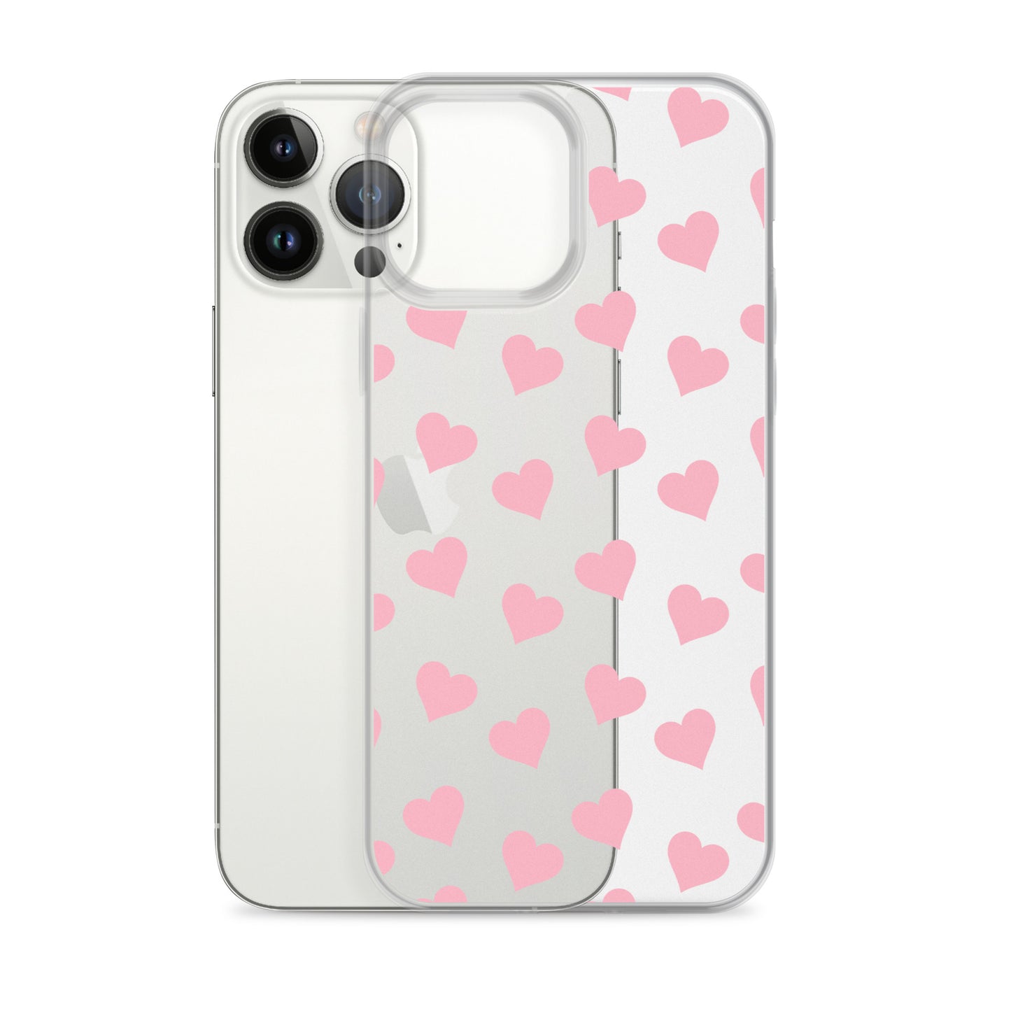 Pink Hearts Clear iPhone Case