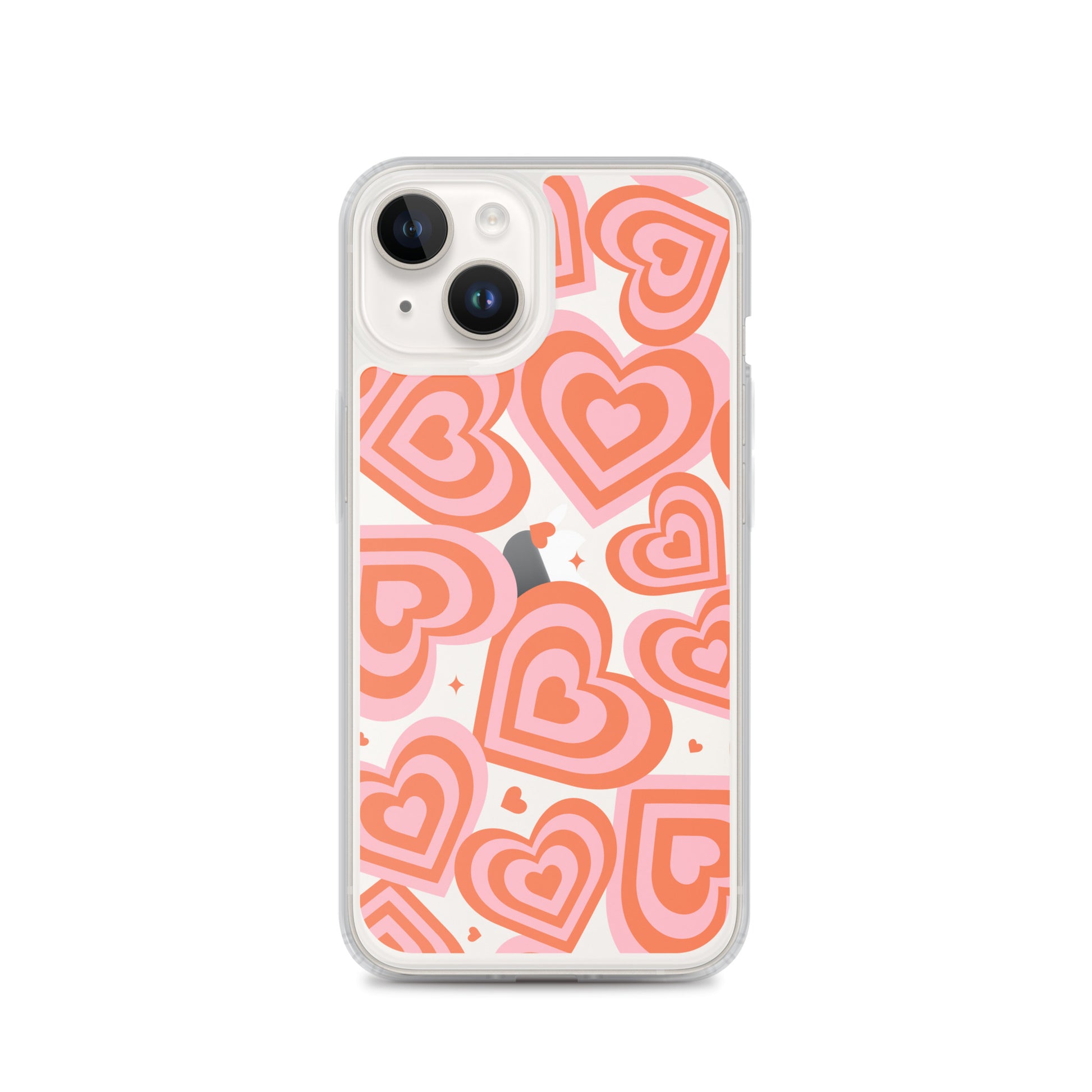 Pink & Red Hearts Clear iPhone Case iPhone 14