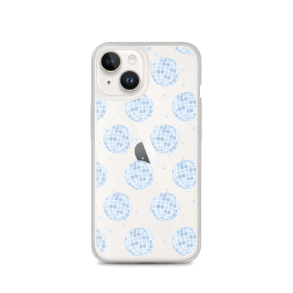 Blue Disco Balls Clear iPhone Case