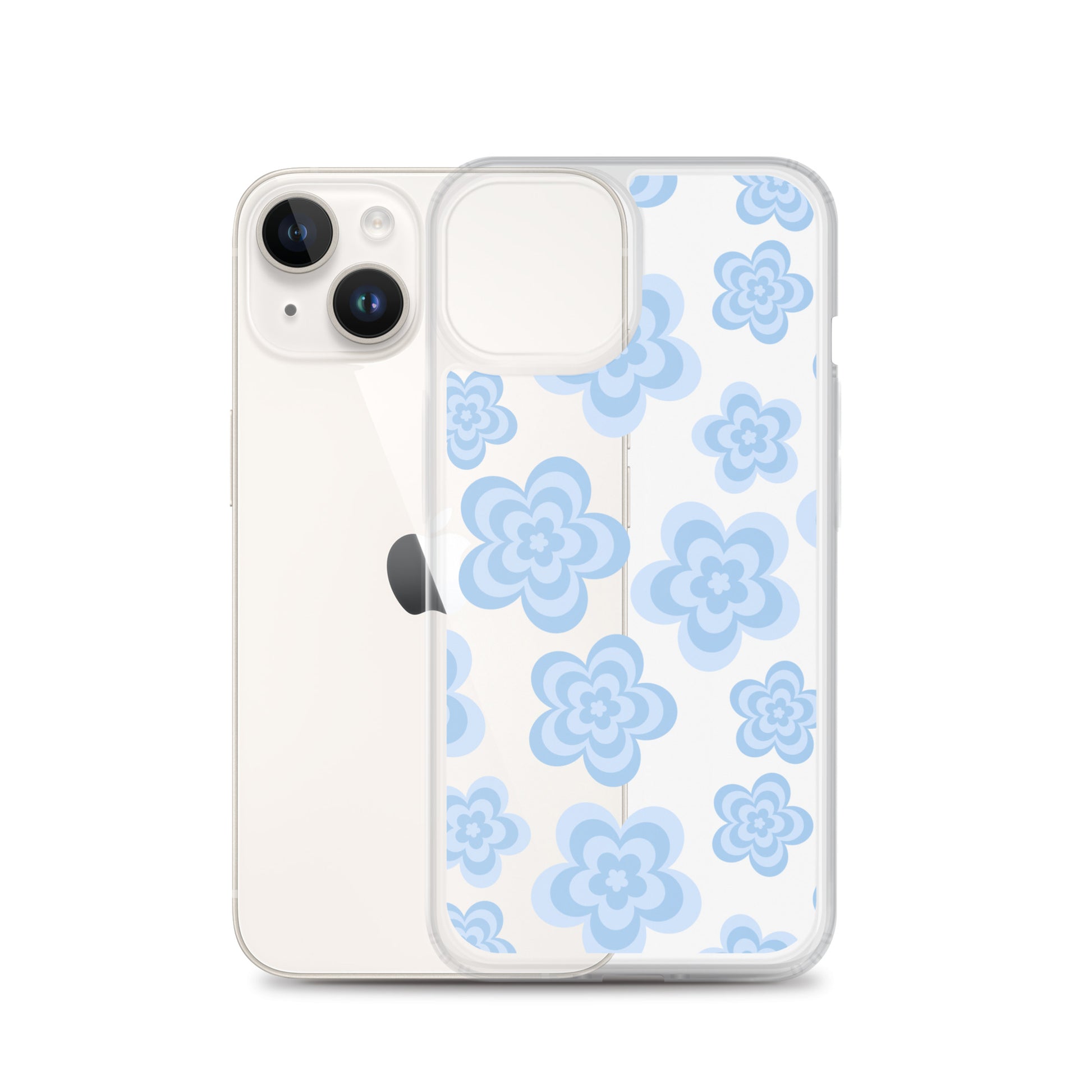 Blue Floral Clear iPhone Case