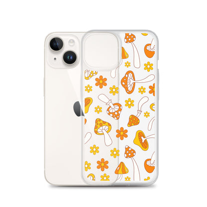 Retro Mushrooms Clear iPhone Case