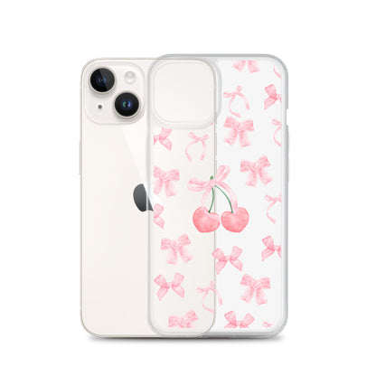 Cherry Bows Clear iPhone Case