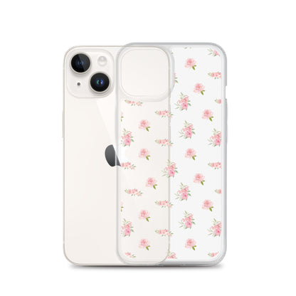 Pink Vintage Roses Clear iPhone Case