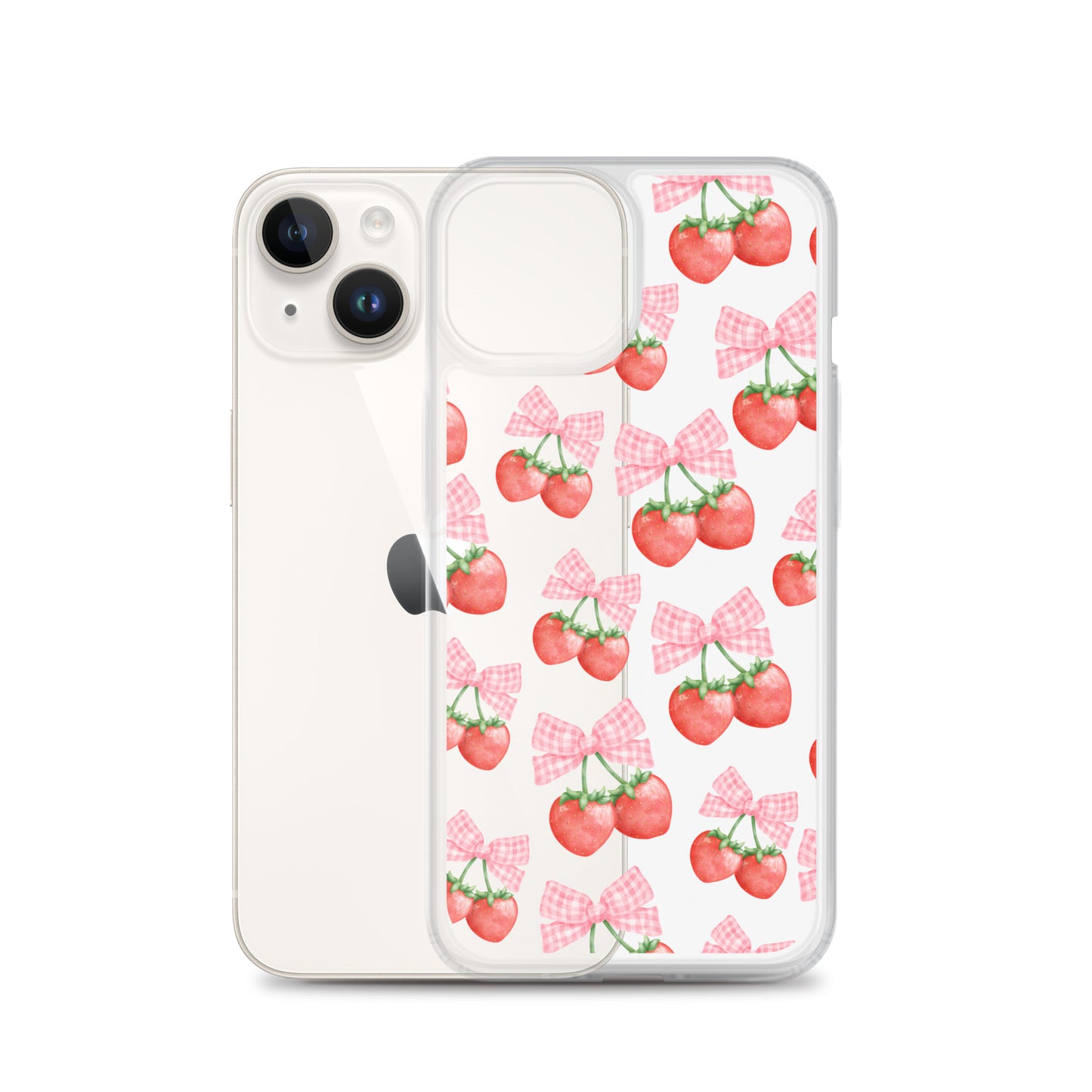 Strawberry Bows Clear iPhone Case