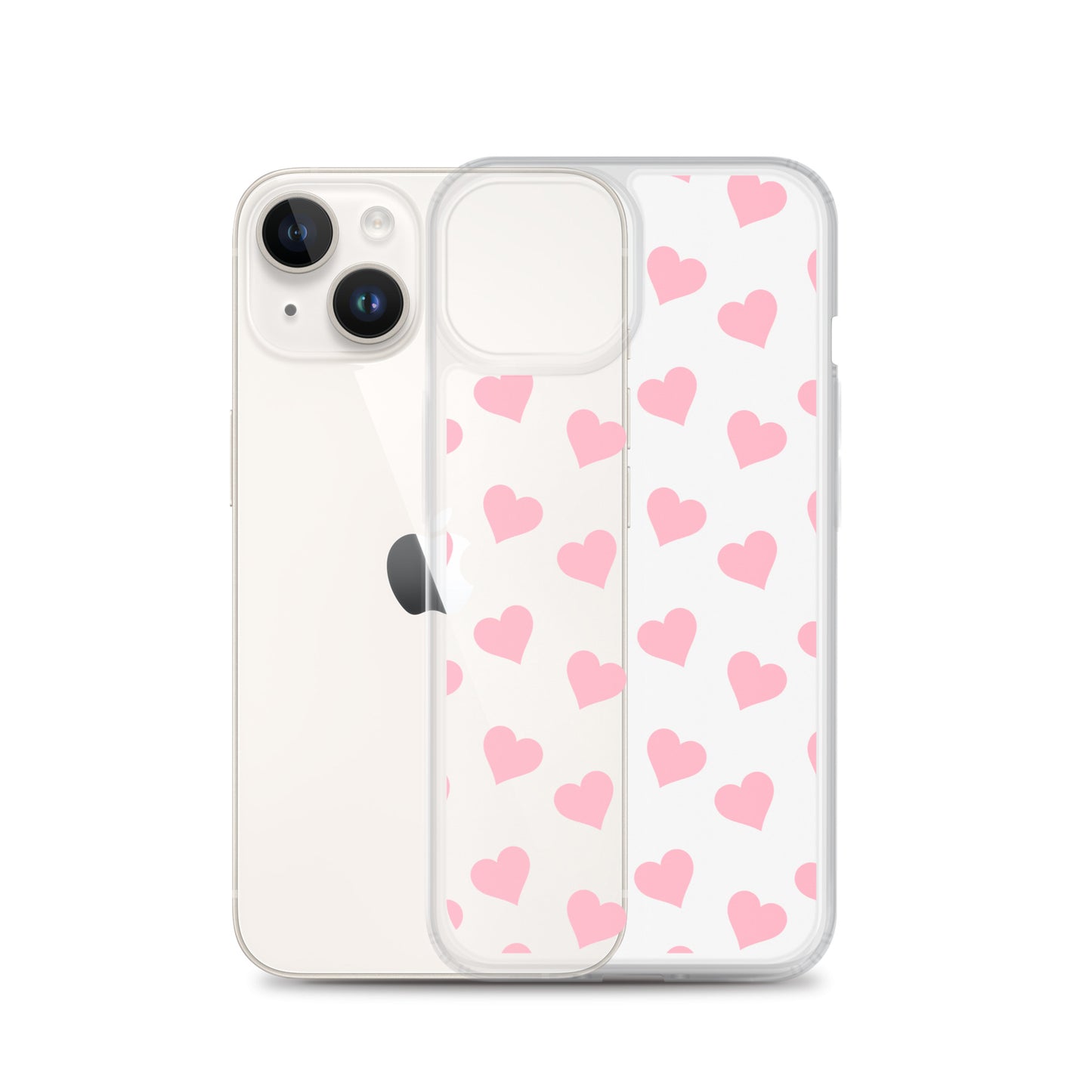 Pink Hearts Clear iPhone Case