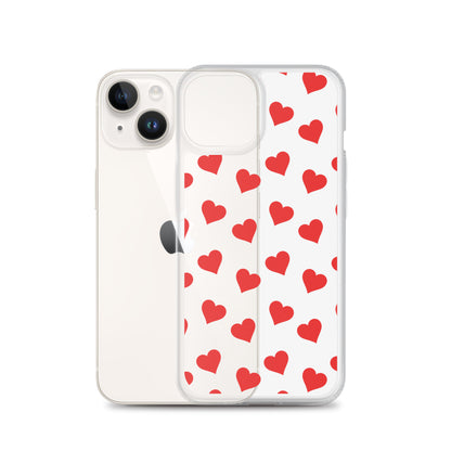 Red Hearts Clear iPhone Case