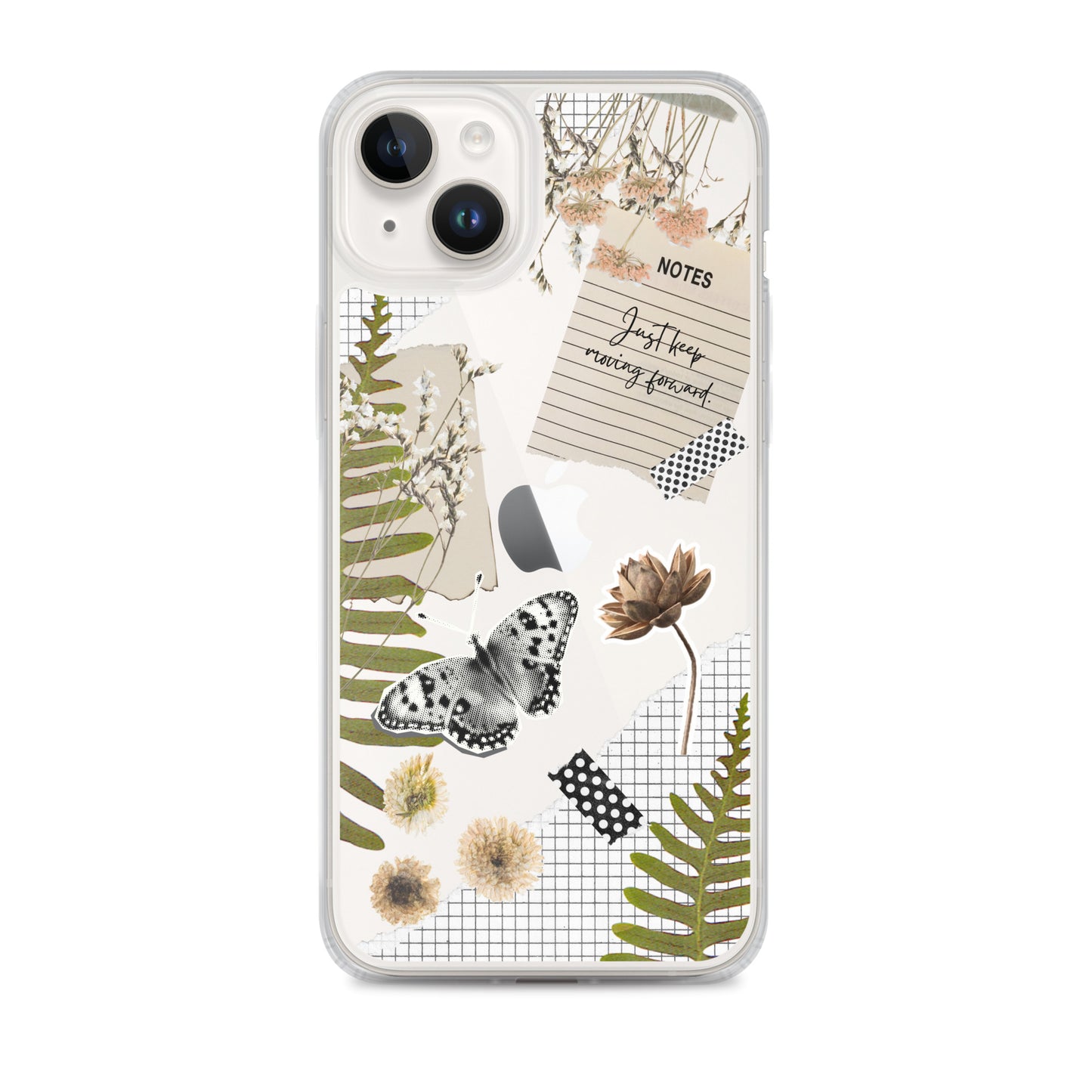 Boho Collage Clear iPhone Case iPhone 14 Plus