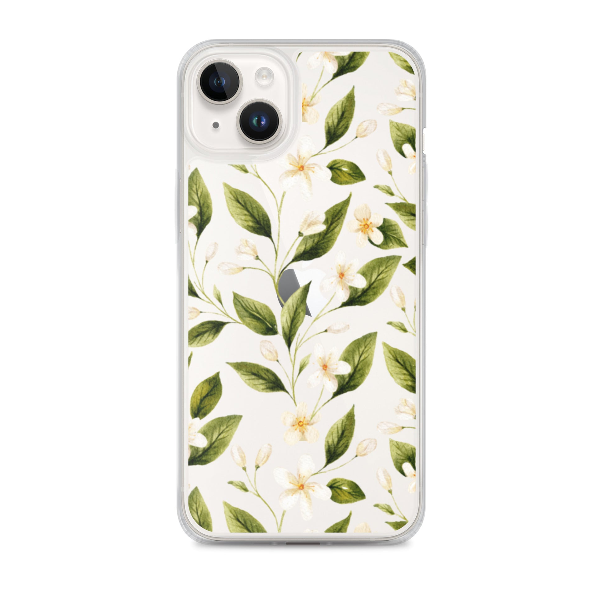 White Floral Clear iPhone Case iPhone 14 Plus