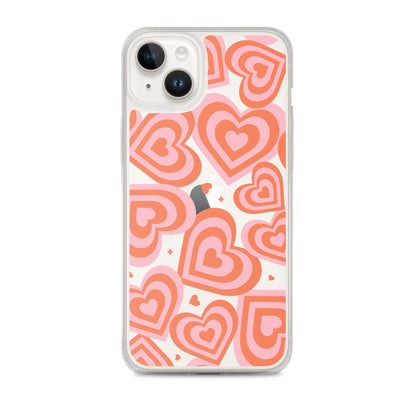Pink & Red Hearts Clear iPhone Case iPhone 14 Plus