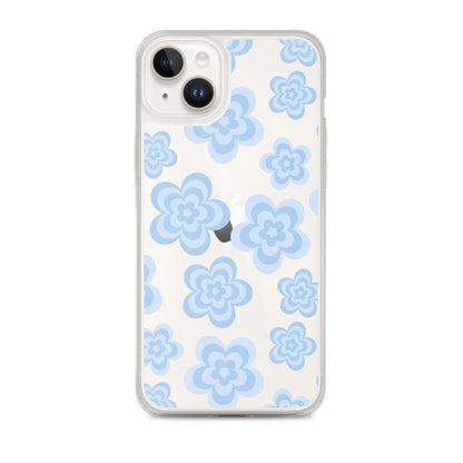 Blue Floral Clear iPhone Case iPhone 14 Plus