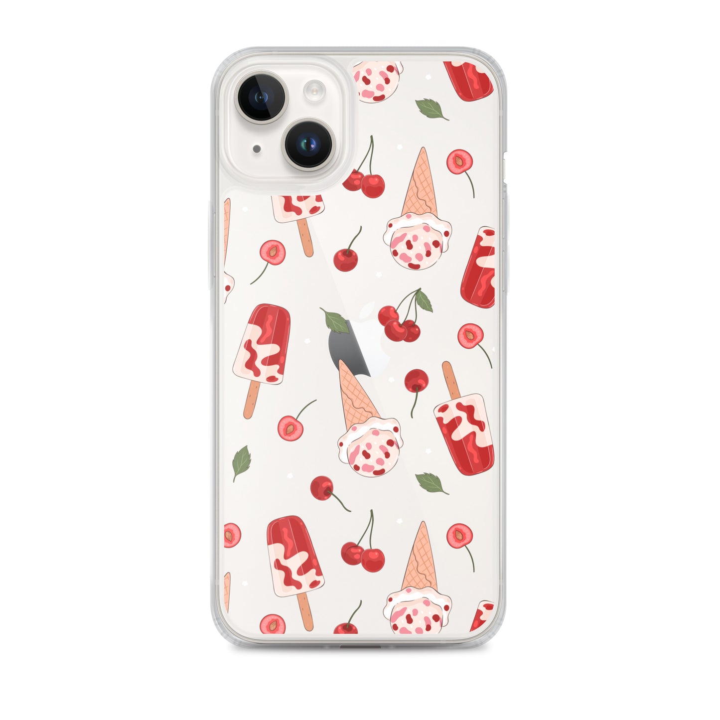 Cherry Ice Cream Clear iPhone Case iPhone 14 Plus