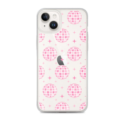 Pink Disco Clear iPhone Case iPhone 14 Plus
