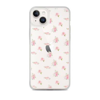 Pink Vintage Roses Clear iPhone Case