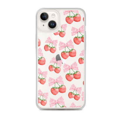 Strawberry Bows Clear iPhone Case