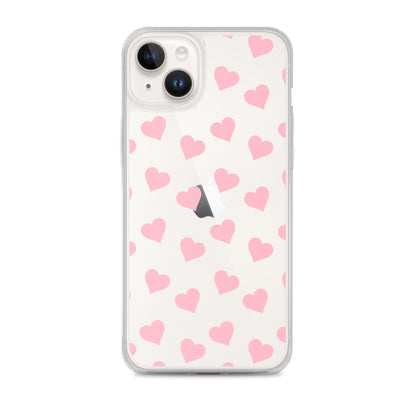 Pink Hearts Clear iPhone Case