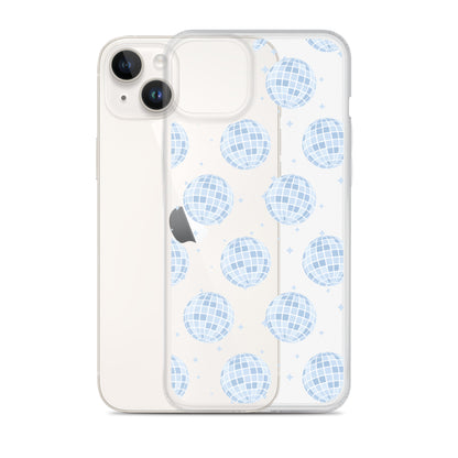 Blue Disco Balls Clear iPhone Case