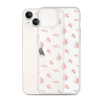 Pink Vintage Roses Clear iPhone Case