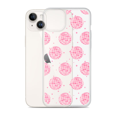 Pink Disco Balls Clear iPhone Case