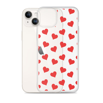 Red Hearts Clear iPhone Case