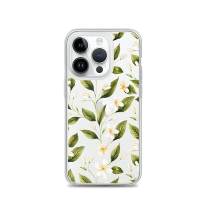 White Floral Clear iPhone Case iPhone 14 Pro