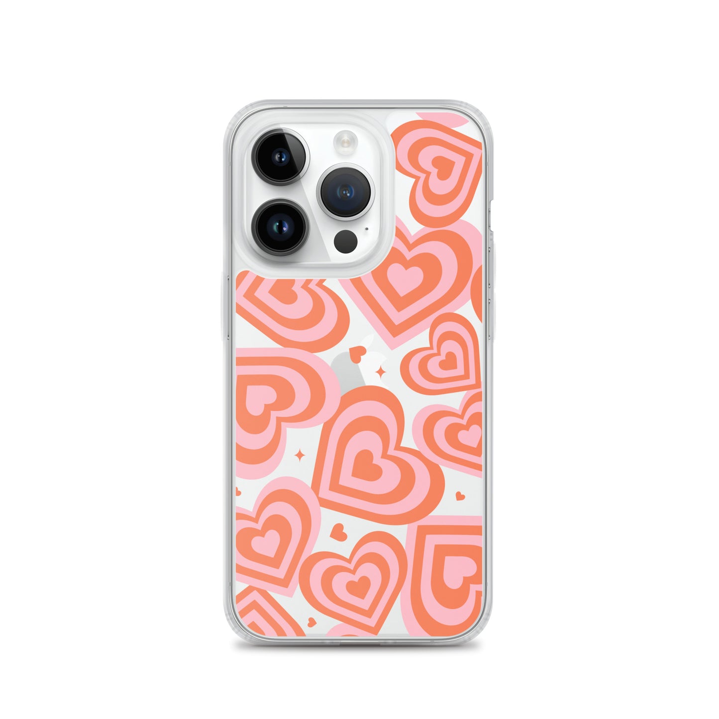 Pink & Red Hearts Clear iPhone Case iPhone 14 Pro