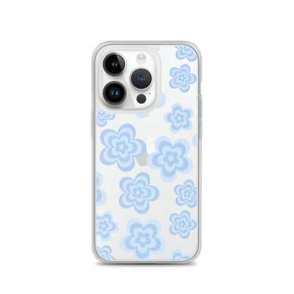 Blue Floral Clear iPhone Case iPhone 14 Pro